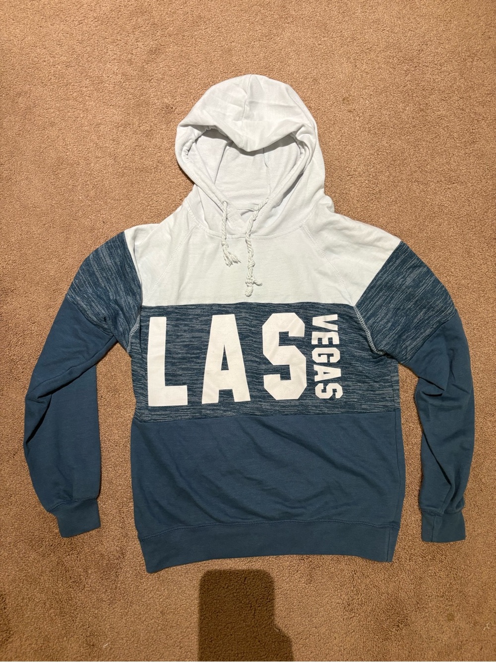 Lagaci Las Vegas Colorblock Hoodie in White and Blue size small